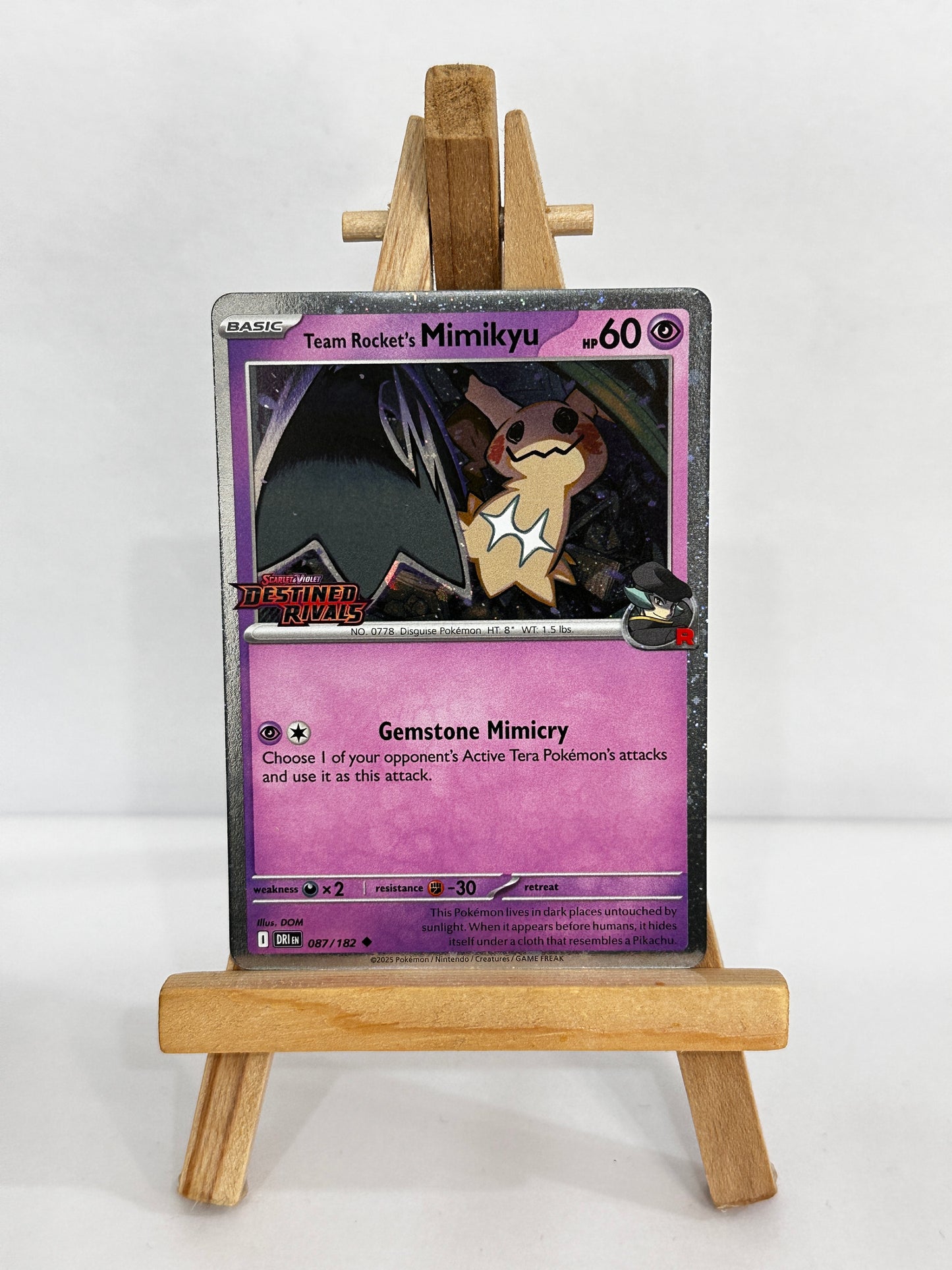 Team Rocket’s Mimikyu (SV Destined Rivals) Stamped Pre Release Promo